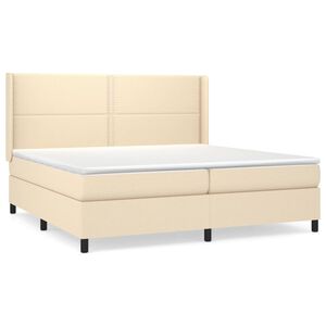 vidaXL Box spring postelja z vzmetnico krem 200x200 cm blago