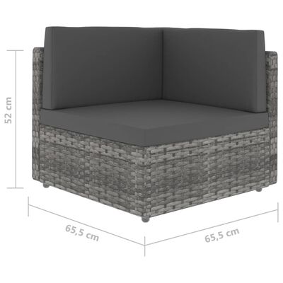 vidaXL Sekcijski kavč dvosed poli ratan siv