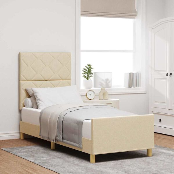 vidaXL Konstrukcija postelje z vzglavjem krema 80 x 200 cm blago