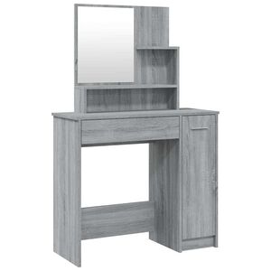 vidaXL Toaletna mizica z ogledalom siva sonoma 86,5x35x136 cm
