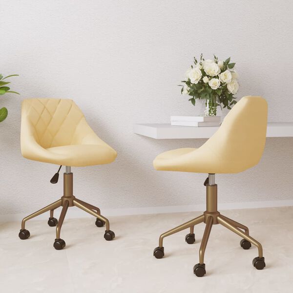 vidaXL Vrtljiv jedilni stol 2 kosa krem žamet