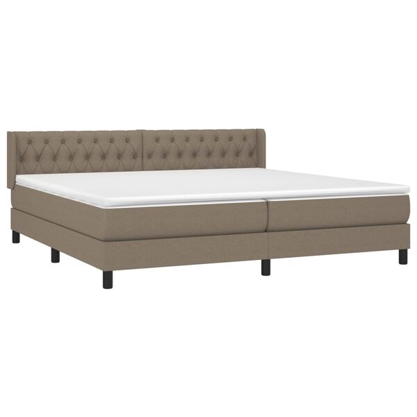 vidaXL Box spring postelja z vzmetnico taupe 200x200 cm blago