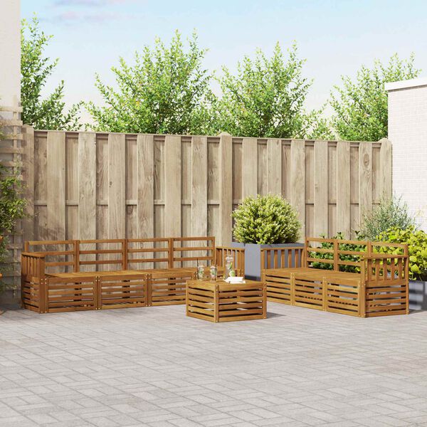 vidaXL Sedežne garniture 8 pcs Naravna Masiven les akacije