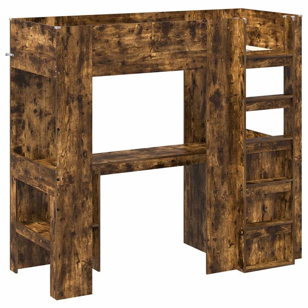 vidaXL Postelja na podstre&scaron;ju z mizo Dimljeni oreh 75 x 190 cm