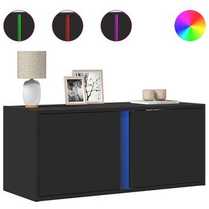 vidaXL Stenska TV omarica z LED lučkami črna 80x31x35 cm