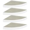 vidaXL Kotne stenske police 4 kosi hrast in bele 35x35x3,8 cm MDF