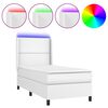 vidaXL Box spring postelja z vzmetnico LED bel 100x200 cm umetno usnje