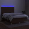 vidaXL Box spring postelja z vzmetnico LED temno rjava 140x190cm blago
