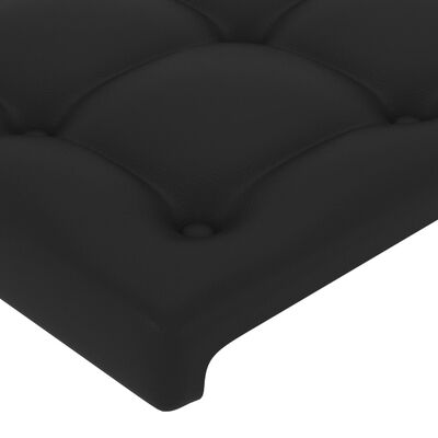 vidaXL LED posteljno vzglavje črno 100x5x118/128 cm umetno usnje