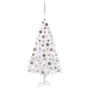 vidaXL Umetna osvetljena novoletna jelka z bunkicami bela 120 cm PVC