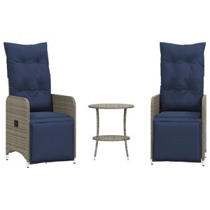 vidaXL Vrtni stoli z naslonjalom 2 kosa z mizo sivi poli ratan