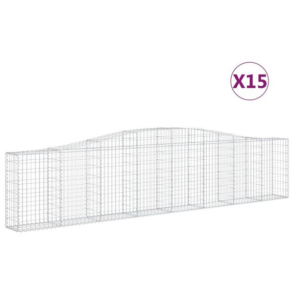 vidaXL Obokane gabion košare 15 kosov 400x30x80/100 cm cinkano železo