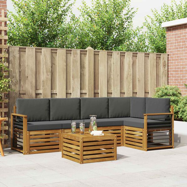 vidaXL Sedežne garniture z blazino 6 pcs Naravna in antracitna