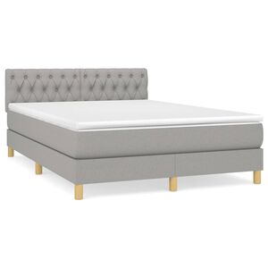 vidaXL Box spring posteljni z vzmetnico svetlo siv 140x190 cm blago