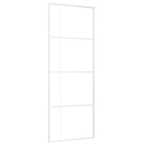 vidaXL Drsna vrata mlečno ESG steklo in aluminij 76x205 cm bela