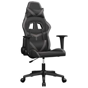 vidaXL Masažni gaming stol črno in siva umetno usnje