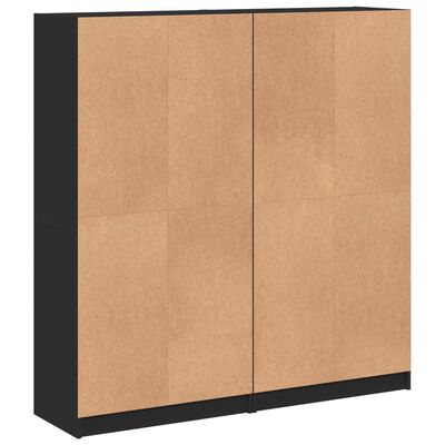 vidaXL Knjižna omara z vrati črna 136x37x142 cm inženirski les
