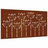 vidaXL Vrtna stenska dekoracija 105x55 cm corten jeklo cvetlice