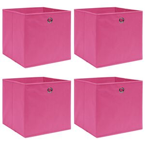 vidaXL &Scaron;katle za shranjevanje 4 kosi roza 32x32x32 cm blago
