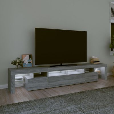 vidaXL TV omarica z LED lučkami siva sonoma 230x36,5x40 cm