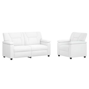 vidaXL Kavčna garnitura 2 pcs Bela Umetno usnje