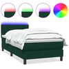 vidaXL Box spring postelja z vzmetnico LED Temno zelena 100x220 cm Žamet