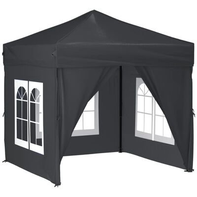 vidaXL Zložljiv vrtni šotor s stranicami antracit 2x2 m