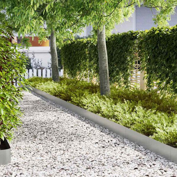 vidaXL Robovi trave 30 pcs srebrna 100 x 0,05 x 20 cm Cinkana jeklena