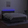 vidaXL Box spring postelja z vzmetnico LED temno siva 140x190 cm blago