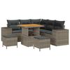 vidaXL Vrtna sedežna garnitura z blazino 8 pcs Siva poli ratan