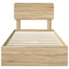 vidaXL Postelja s shranjevanjem z vzglavjem Sonoma hrast 90 x 190 cm