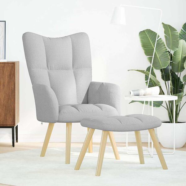 vidaXL Sprostitveni stol s podnožnikom Cloud Grey Fabric