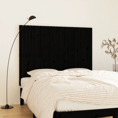 vidaXL Stensko posteljno vzglavje črno 146,5x3x110 cm trdna borovina