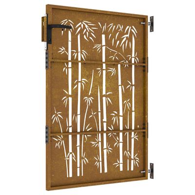 vidaXL Vrtna vrata 85x150 cm corten jeklo dizajn bambusa