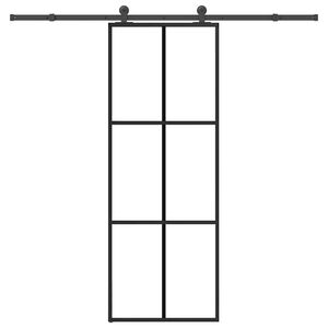 vidaXL Drsna vrata z opremo 76x205 cm ESG steklo in aluminij