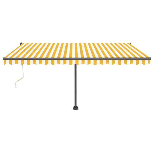 vidaXL Avtomatska tenda LED + senzor 450x350 cm rumeno/bela