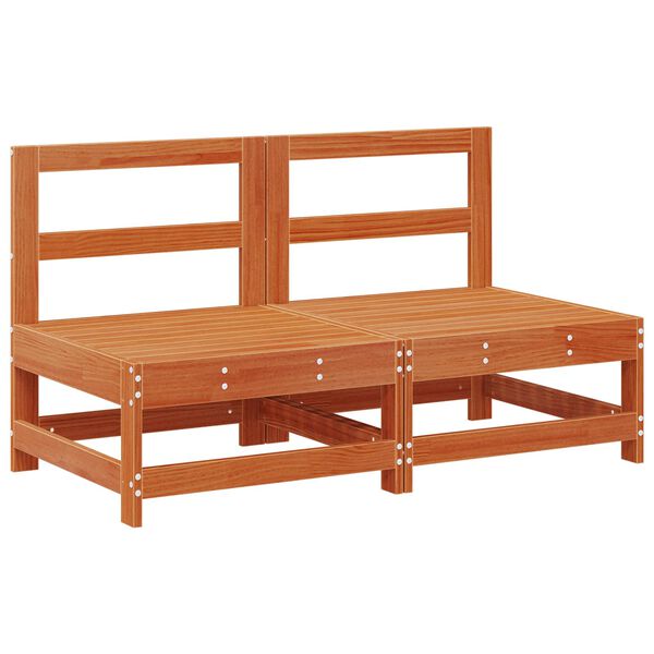 vidaXL Vrtna srednja sofa Masivna borovina Voskan Rjava