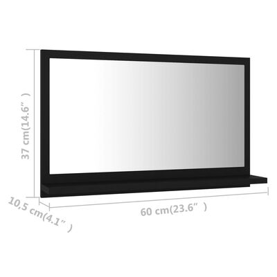 vidaXL Kopalniško ogledalo črno 60x10,5x37 cm iverna plošča