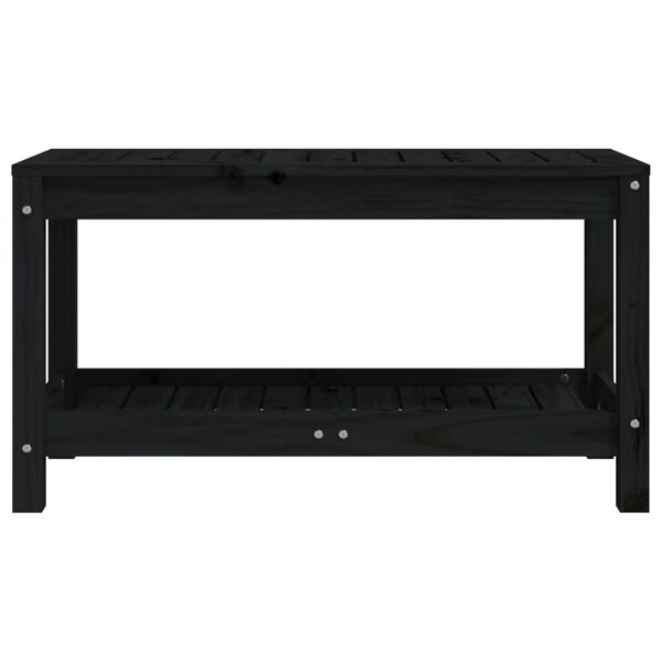 vidaXL Vrtna klop črna 82,5x35x45 cm trdna borovina