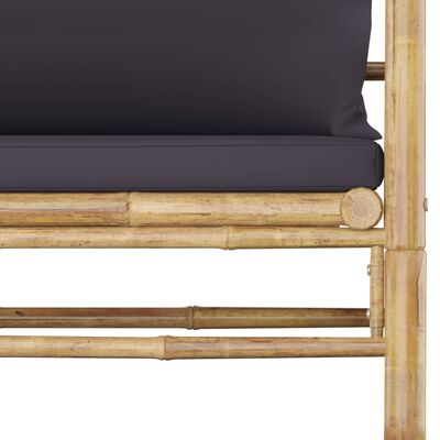vidaXL Vrtni kavč s temno sivimi blazinami bambus