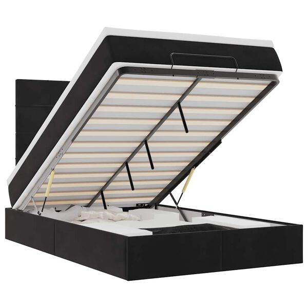 vidaXL Otomanski posteljni okvir z vzmetnicami črn 120x190cm žamet