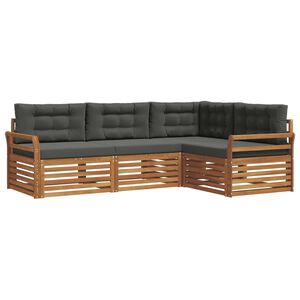 vidaXL Zunanja garnitura za sedenje 4 pcs Naravna in antracitna