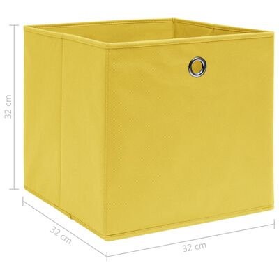vidaXL Škatle za shranjevanje 10 kosov rumene 32x32x32 cm blago