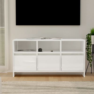 vidaXL TV omarica visok sijaj bela 102x37,5x52,5 cm iverna plošča