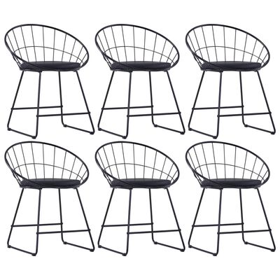 vidaXL Jedilni stoli s sedeži iz umetnega usnja 6 kosov črno jeklo