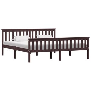 vidaXL Posteljni okvir temno rjav iz trdne borovine 180x200 cm