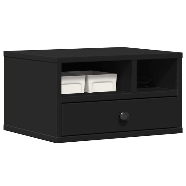 vidaXL Stojalo za tiskalnik črno 40x32x22,5 cm inženirski les