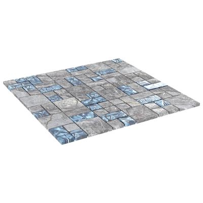 vidaXL Mozaik ploščice 22 kosov sive in modre 30x30 cm steklo