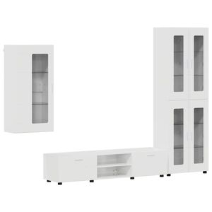 vidaXL Komplet TV omaric FLORIN 3 pcs Visok sijaj bela Konstruiran les