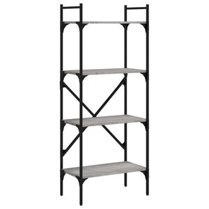 vidaXL Knjižna omara 4-nadstropna siva sonoma 56x31,5x138,5 cm in. les